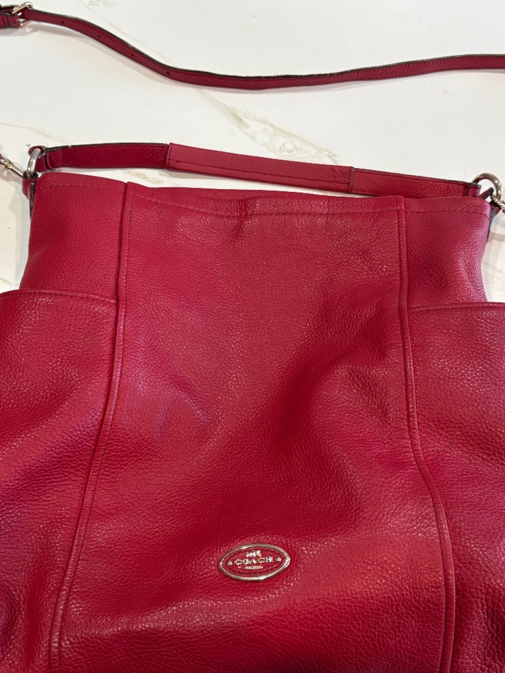 Coach, red leather bag